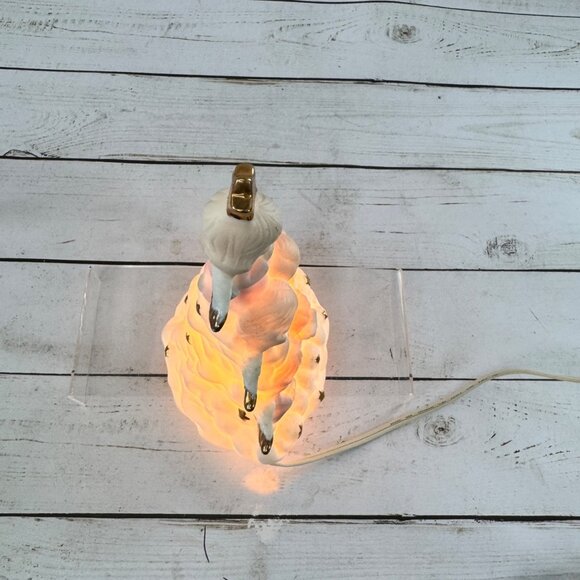 Vintage Light Up Angel Christmas Tree Figurine • Ceramic Gold Accents • Plug-In - Picture 5 of 15